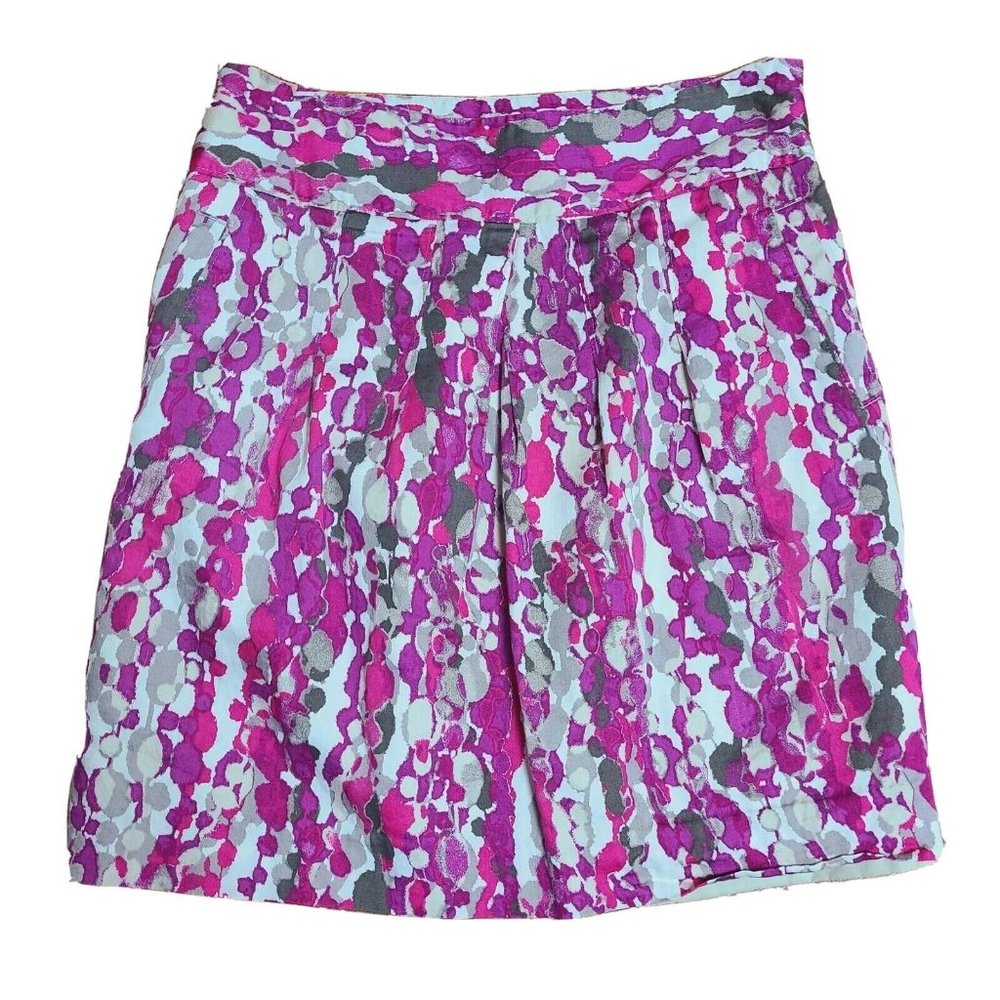 ANN TAYLOR Purple Pink Watercolor Pencil‎ Side Zipper Skirt Womens Size 6